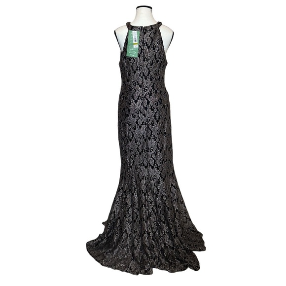 JCPenney Black and Taupe Sleeveless Halter Gown - Picture 2 of 6